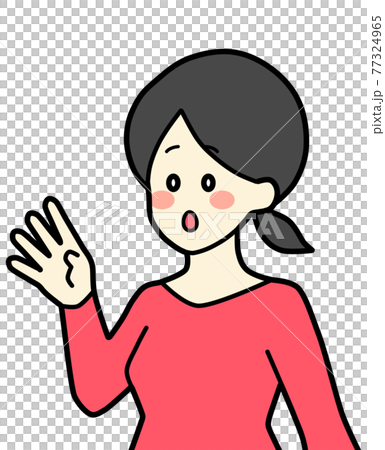手を四にして驚く女性のイラスト左向き 77324965