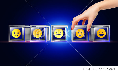 Smiley Icon written on glass cube 77325064