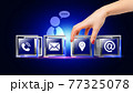 Corporate Identity icons on glass cubes animated hand putting one icon on place 77325078