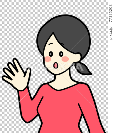 手をパーにして驚く女性のイラスト左向きのイラスト素材 手をパーにして驚く女性のイラスト左向きのイラスト素材
