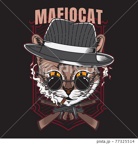 Mafia Cat Tshirt Design Vector Illustration のイラスト素材