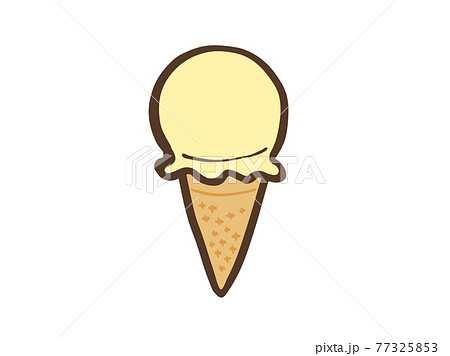 かわいいアイスクリーム バニラ味 ブラウン色 手書きイラスト素材のイラスト素材