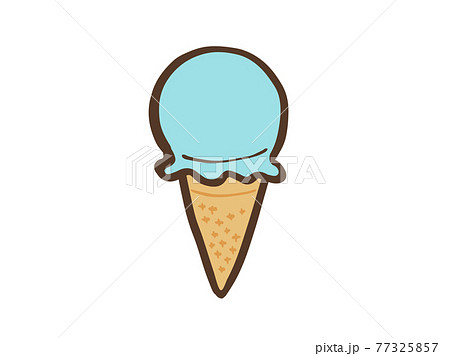 かわいいアイスクリーム ソーダ味 ブラウン色 手書きイラスト素材のイラスト素材