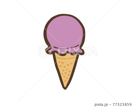 かわいいアイスクリーム ベリー味 ブラウン色 手書きイラスト素材のイラスト素材