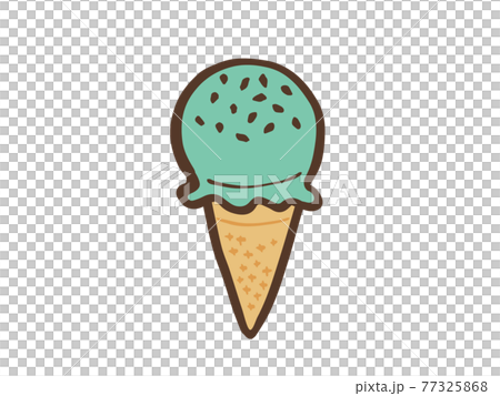 可愛冰淇淋薄荷味(棕色)/手寫插畫素材 可愛冰淇淋薄荷味(棕色)/手寫插畫素材 77325868