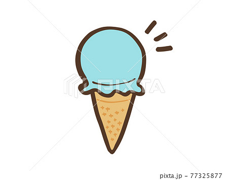 かわいいアイスクリーム ソーダ味 ブラウン色 手書きイラスト素材のイラスト素材