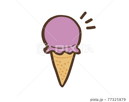 かわいいアイスクリーム ベリー味 ブラウン色 手書きイラスト素材のイラスト素材