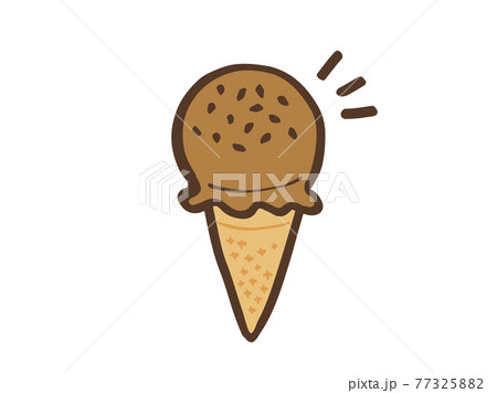 かわいいアイスクリーム チョコレート味 ブラウン色 手書きイラスト素材のイラスト素材