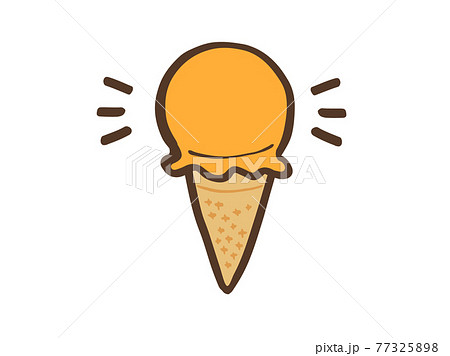 かわいいアイスクリーム マンゴー味 ブラウン色 手書きイラスト素材のイラスト素材