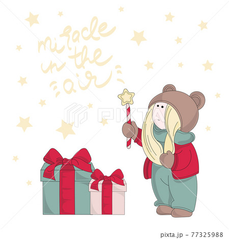 MIRACLE Tilda Doll Merry Christmas New Year Cartoon Winter Holiday Clip Art Vector Illustration Set For Print 77325988
