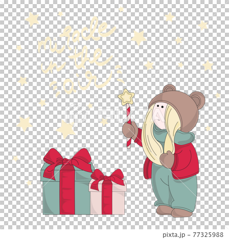 MIRACLE Tilda Doll Merry Christmas New Year Cartoon Winter Holiday Clip Art Vector Illustration Set For Print 77325988