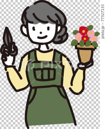Simple illustration of a female florist Simple illustration of a female florist 77327133