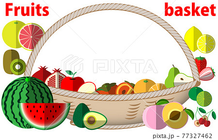 14種類の果物畑フレームのイラスト素材