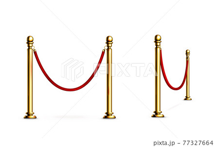Barrier with rope and gold poles for red carpet 77327664