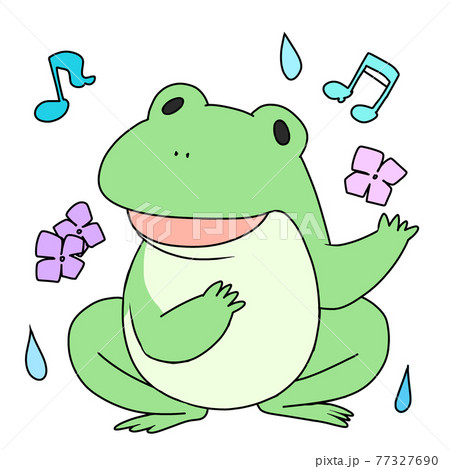 歌うカエル シンプルのイラスト素材