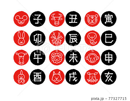 十二支のアイコンと文字 77327715