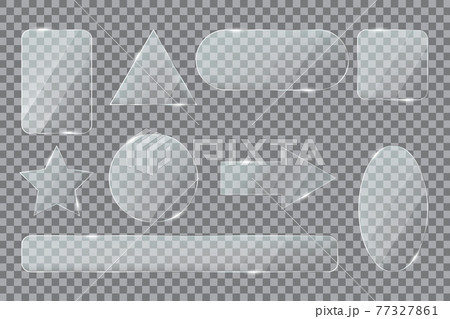 Glass shapes. Clean plastic star, arrow and ellipse, rectangle and triangle. Transparent acrylic or glass 3d realistic buttons vector set Glass shapes. Clean plastic star, arrow and ellipse, rectangle and triangle. Transparent acrylic or glass 3d realistic buttons vector set 77327861