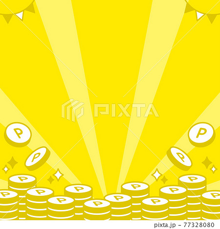 かわいいポイントコインの背景 黄色 正方形のイラスト素材