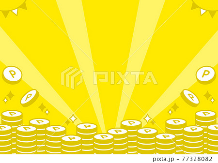 かわいいポイントコインの背景 黄色 横のイラスト素材