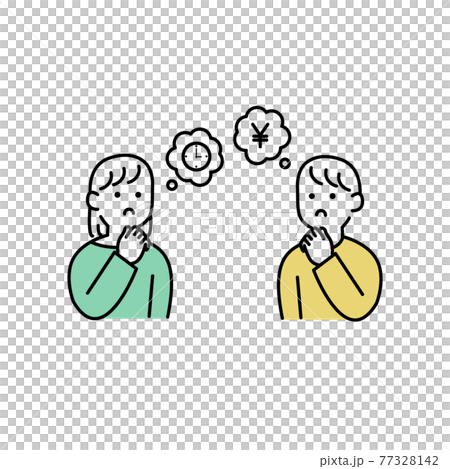 お金や時間に悩む人たちイラスト素材のイラスト素材