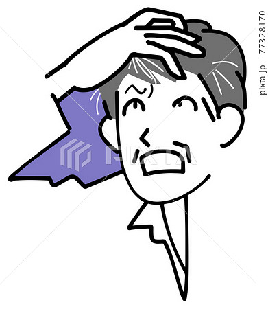 白髪に気付いてショックを受ける男性のイラスト素材 白髪に気付いてショックを受ける男性のイラスト素材