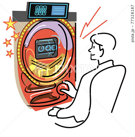 パチスロで遊ぶ男性のイラスト素材