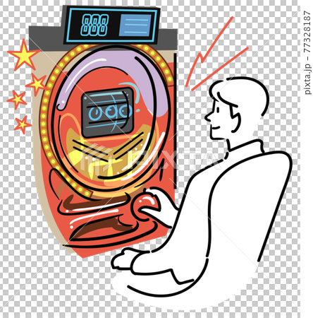 Men playing pachislot 77328187