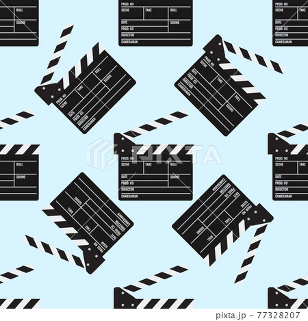 Cinema or Movie clapper seamless pattern for your design. Film clapper board. Flat color Vector Illustration 77328207