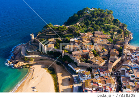 Scenic view of the city of Tossa de Mar in province of Girona. Spain 77328208