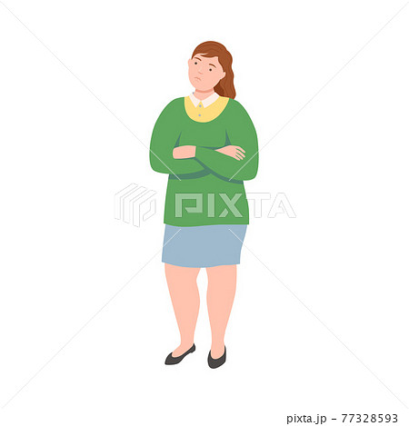 Young Woman with Her Arms Folded Standing out with Her Opinion in Argument Vector Illustration 77328593