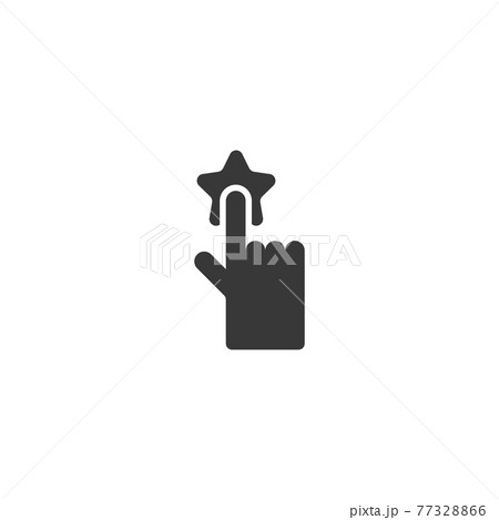 Hand selecting favorite. Rating concept. Finger pressing the star. Isolated icon. Commerce glyph vector illustration 77328866