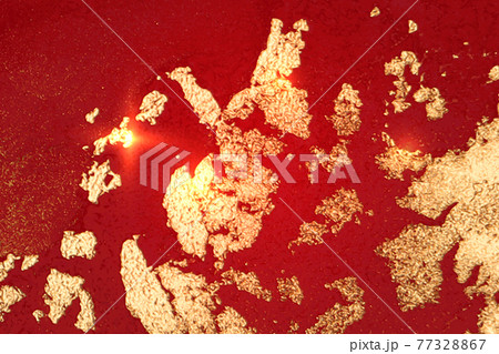 Bright red and gold marble texture with sparkles. Abstract vector background 77328867