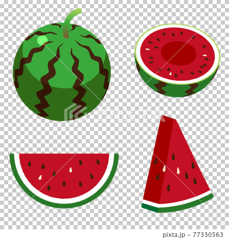 色んなカットのスイカのイラストセットのイラスト素材