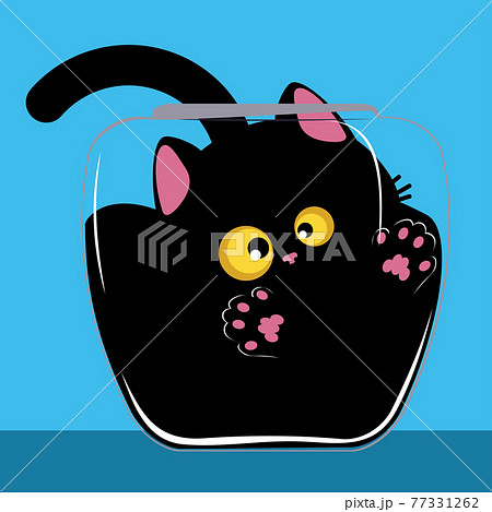 Black cat in the glass bowl Black cat in the glass bowl 77331262