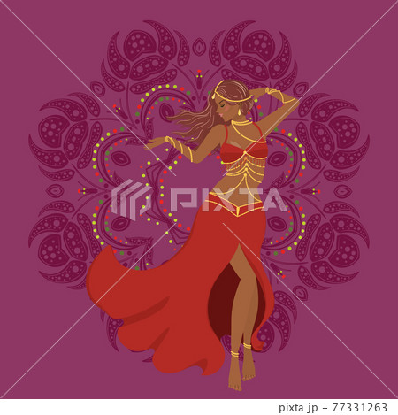 Belly dancer girl in red dress design Belly dancer girl in red dress design 77331263
