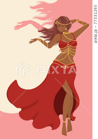 Belly dancer girl in red dress design 77331265