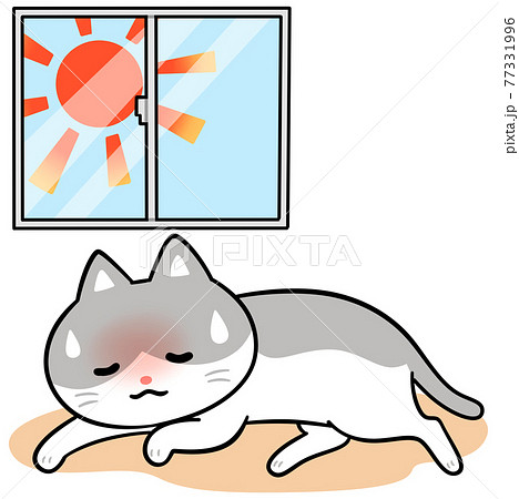 熱中症の猫のイラスト素材