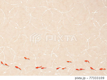 赤い金魚と夏背景 ベージュの水紋のイラスト素材