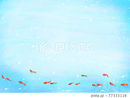 赤い金魚と夏背景 キラキラした水面 のイラスト素材