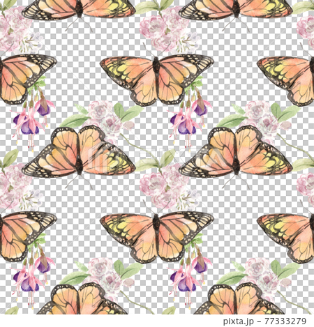 Spring butterfly pattern watercolor Spring butterfly pattern watercolor 77333279