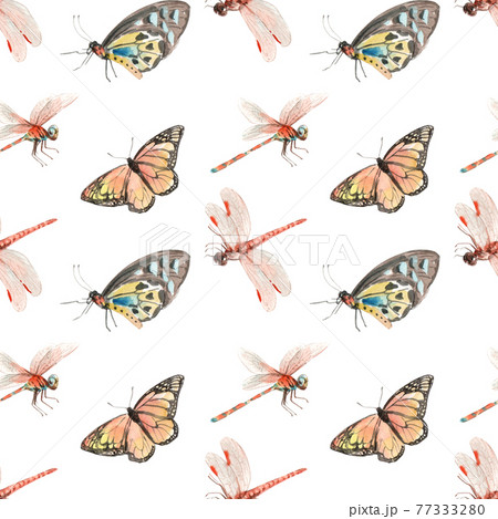 Spring butterfly pattern watercolor Spring butterfly pattern watercolor 77333280