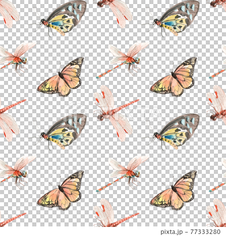 Spring butterfly pattern watercolor Spring butterfly pattern watercolor 77333280