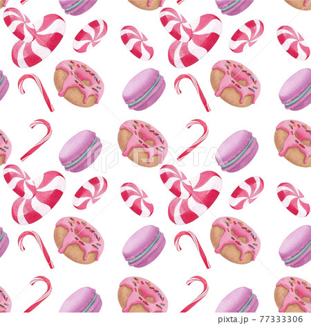 Candy land pattern watercolorのイラスト素材 [77333306] - PIXTA