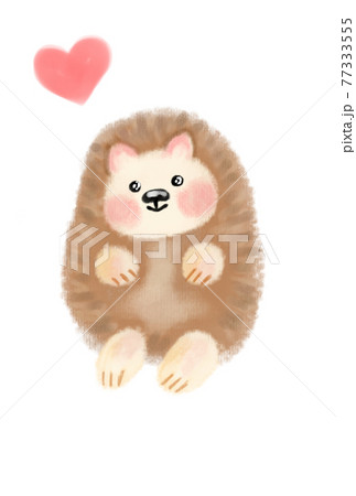 可愛いハリネズミの手描きイラスト。ハート付き 可愛いハリネズミの手描きイラスト。ハート付き 77333555