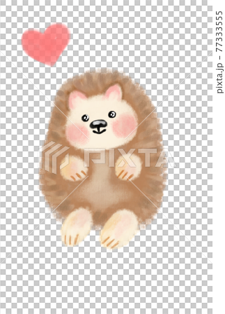 可愛いハリネズミの手描きイラスト。ハート付き 可愛いハリネズミの手描きイラスト。ハート付き 77333555