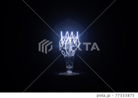 アンティークな電球 発光するフィラメント アンティークな電球 発光するフィラメント 77333875