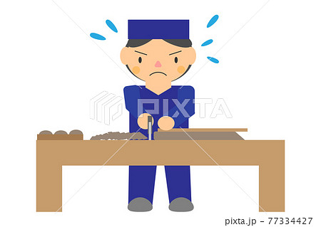 蕎麦職人が蕎麦を切っている 蕎麦職人が蕎麦を切っている 77334427