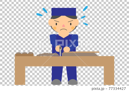 蕎麦職人が蕎麦を切っている 蕎麦職人が蕎麦を切っている 77334427