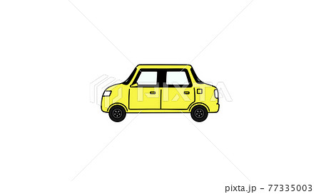 横から見た黄色の車のイラスト素材
