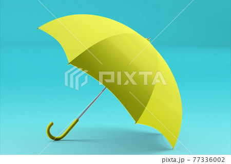 3d rendering umbrella front and top view. realistic mockup of blank parasol with wooden handle, classic accessory for rain protection in spring, autumn or monsoon season 3d rendering umbrella front and top view. realistic mockup of blank parasol with wooden handle, classic accessory for rain protection in spring, autumn or monsoon season 77336002